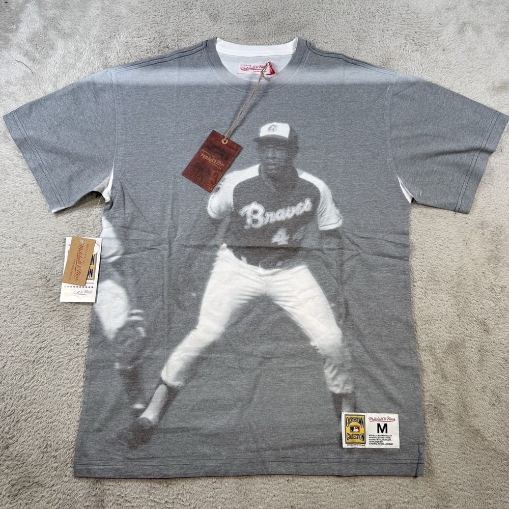 Hank Aaron Atlanta Braves Mitchell & Ness T-Shirt Men's M Cooperstown Collection